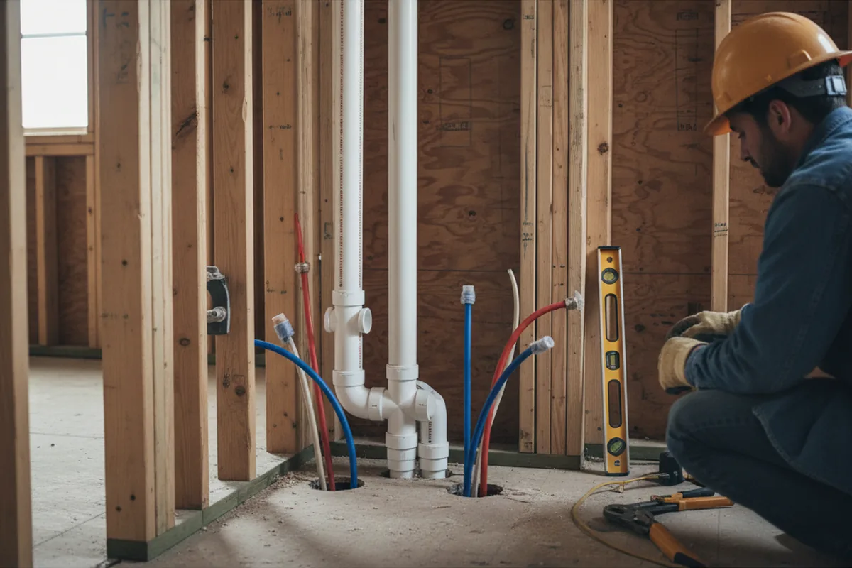 Drain and supply rough-in during Drain Cleaning in Buena